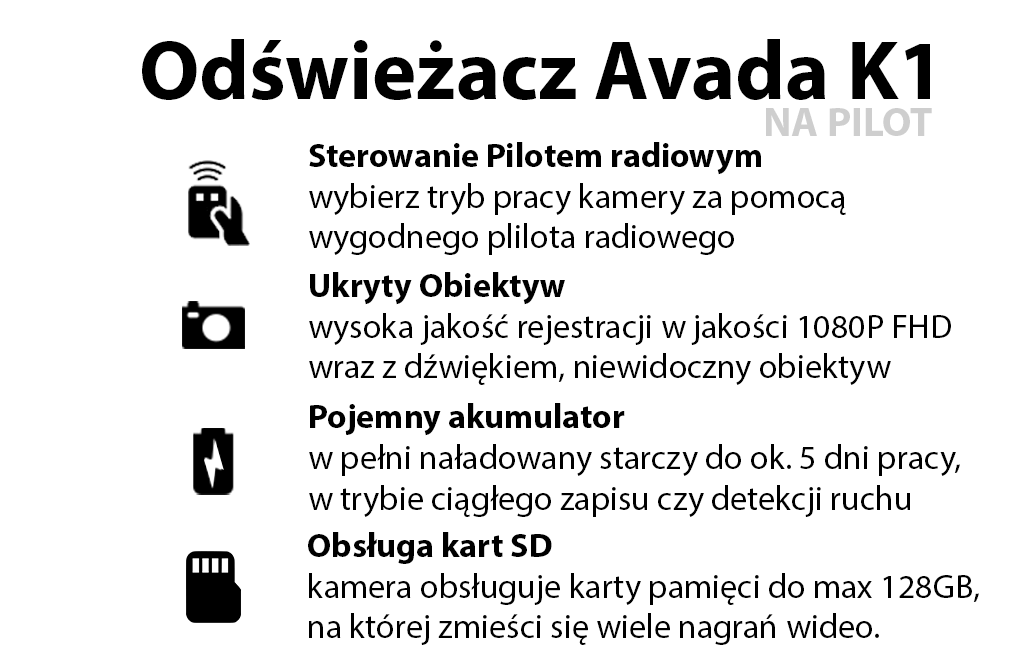 Ineotronic Ukryta Kamera Szpiegowska Ineotronic Avada K1 Czujnik Ruchu